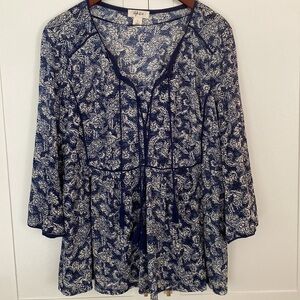 Style & Company Pretty Blue & White Top